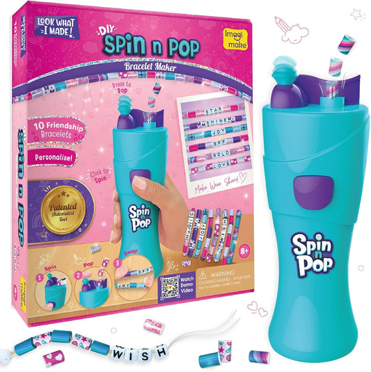 Imagimake Spin n Pop DIY Bracelet Making Kit | Make 10 Friendship Bracelets | Cool Birthday Gift for Tween & Teen Girls | Creative Art & Craft Kits for Kids Age 8,9,10,11,12