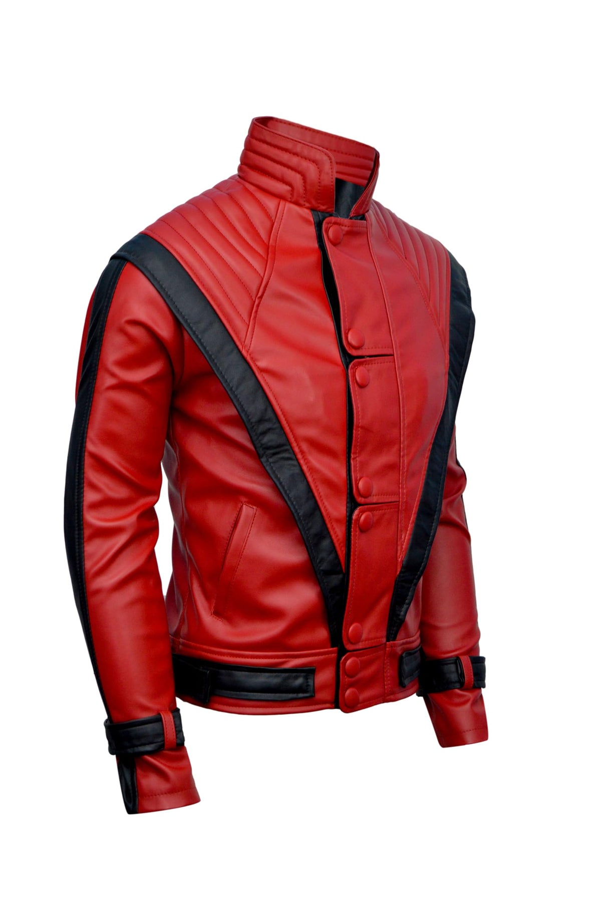 DIZLLER Party&Dance wear - D1 - Red & Black leather Jacket - FAUX Leather - 3XL