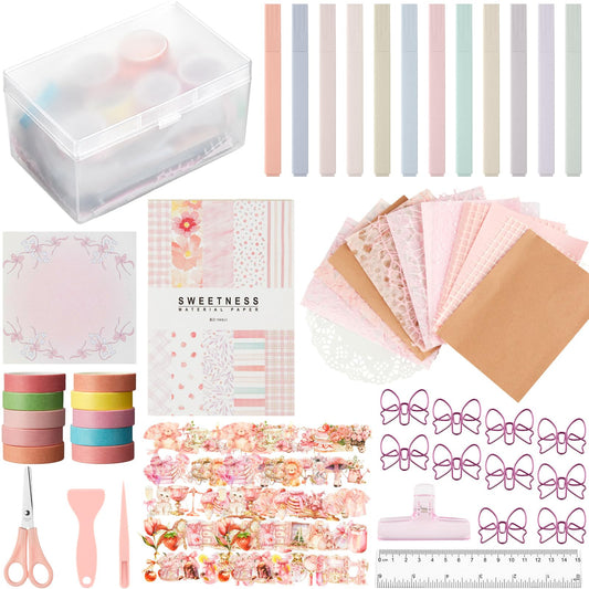 FunooFuno 156 Pcs Scrapbooking Supplies Kit Vintage Aesthetic Scrapbook Kit for Planner, Bullet Junk Journaling, Junk Journal, Retro Crafts, DIY Journaling Supplies