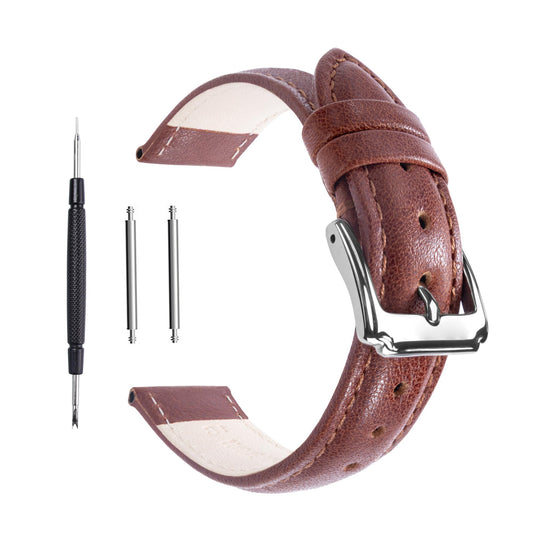 Berfine 14mm 16mm 18mm 20mm 22mm Calf Leather Watch Band, Extra Soft Watch Strap for Men Women (20mm, Chestnut)