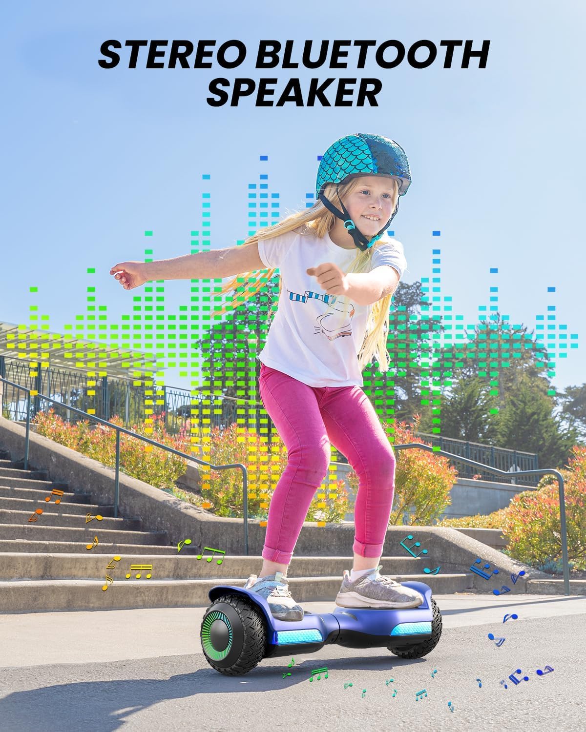 Gyroor Self Balancing Scooter New G13 All Terrain Balancing Scooter with LED Lights, Self Balancing Off Road with Bluetooth for Kids ages 6-12 and Adults-Blue