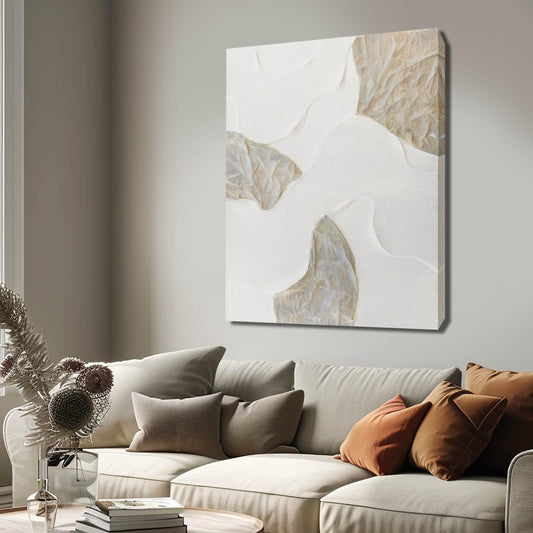 NBAODAN White and Beige Wall Paintings Large Abstract Canvas Wall Art Textured Oil Paintings 32"x40" Pictures for Living Room Office