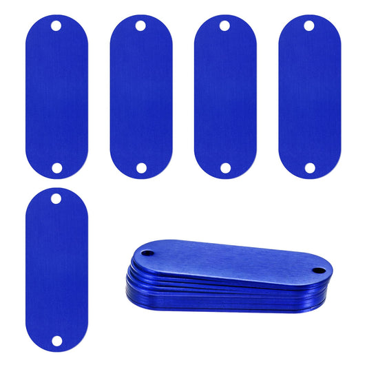 M METERXITY 15-Pack Blank Dog Tags, 2" x 0.75" x 0.04"(l x W x t) Engraving Metal Stamping Blanks, Aluminum Tags with 2 Holes for Engraving/DIY/Decorative Craft [Blue]