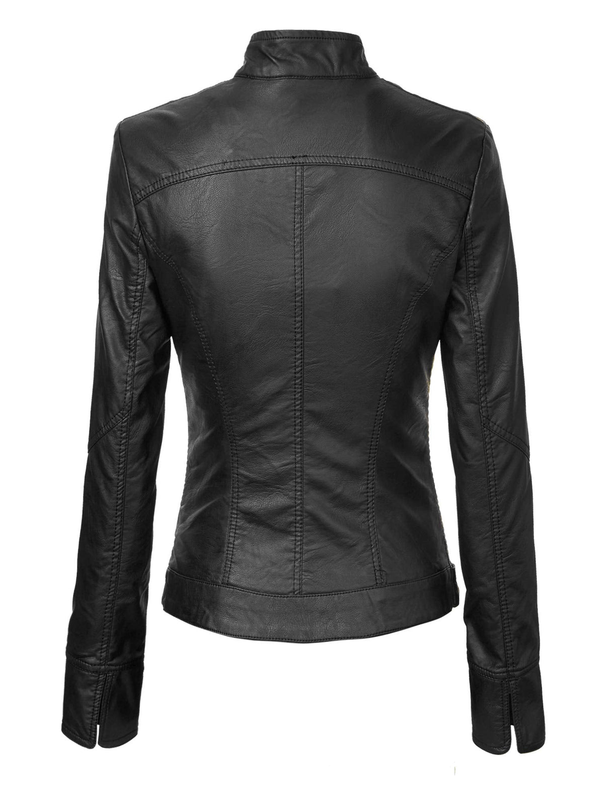 Lock and Love LL WJC747 Womens Dressy Vegan Leather Biker Jacket XL BLACK