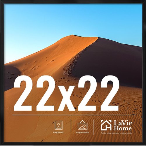 LaVie Home 22x22 Picture Frame - Classic Black Square Frame with HD Plexiglas for Wall Display