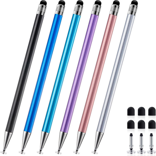 ChaoQ 2-in-1 6pcs Stylus Pen for Touchscreen, High Sensitivity and Precision Stylus Pens for iPad iPhone Android