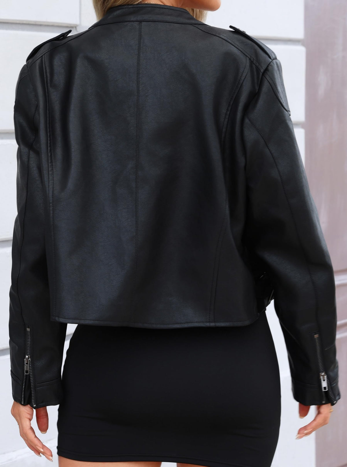 Eliacher Cropped Pu Leather Jacket (US 16-18)