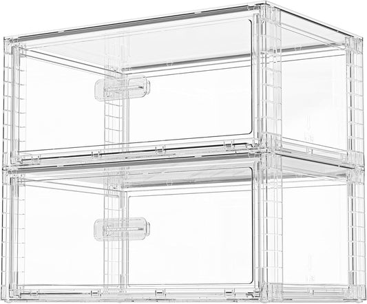 Vtopmart Large Clear Stackable Storage Drawers - 27QT Plastic Closet Bins | Dust-Proof Underbed Organizer for Clothing