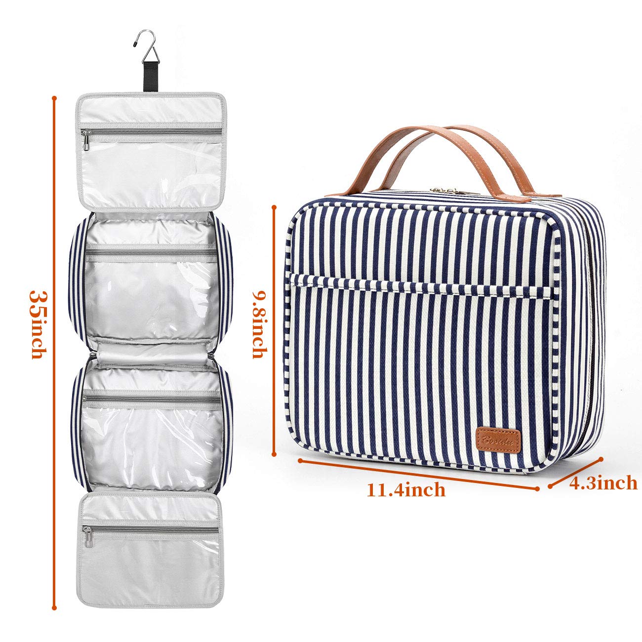 Bosidu Hanging Travel Toiletry Bag, Large Capacity Cosmetic Travel Toiletry Organizer for Women with 4 Compartments & 1 Sturdy Hook, Perfect for Daily Use/Valentines' Day