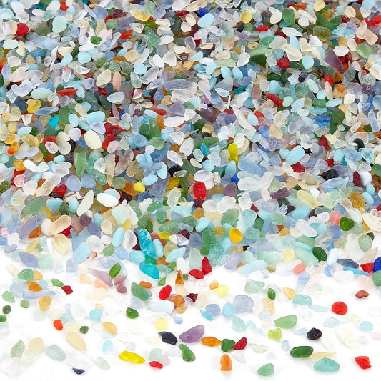 PH PandaHall 15.87oz(450g) Sea Glass Stones, Colorful Glass Pebbles Gemstones No Hole Glass Beads Vase Filler Stones for Aquarium Fish Tank Gravel DIY Resin Art Crafts Projects Beach Home Decor