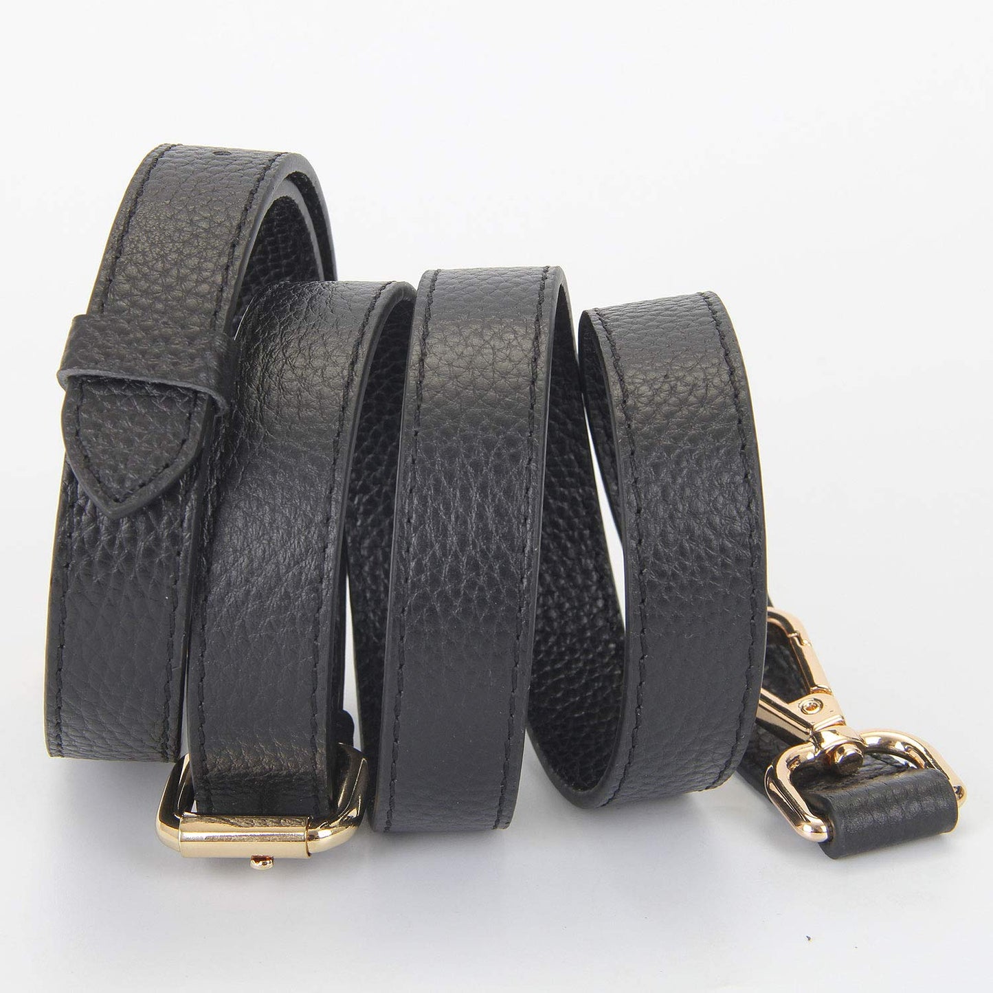 LIVE UP Full Grain Leather Adjustable Replacement Cross Body Purse Shoulder Strap Handbag Bag Wallet, 2/3” Wide (Black)