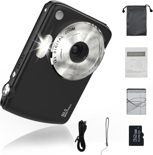 YingCheng 50MP 1080P, 16X Digital Camera, Kids Cameras for FHD Digital Point and Shoot Camera with Zoom Anti Shake