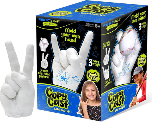 Hand Casting Kit, DIY Hand Mold Kit for Kids, Fun Craft Gift for Boys & Girls, Fast-Curing, Non-Toxic, Water-Based Material, USA Made, Ages 13+