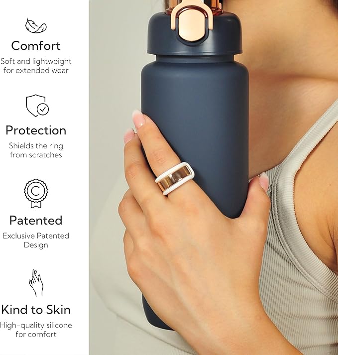 Rinfit Smart Ring Protector - Silicone Ring Enhancer for Active Lifestyle and Gym - StyleFit U.S. Design Patent - White, Size 13