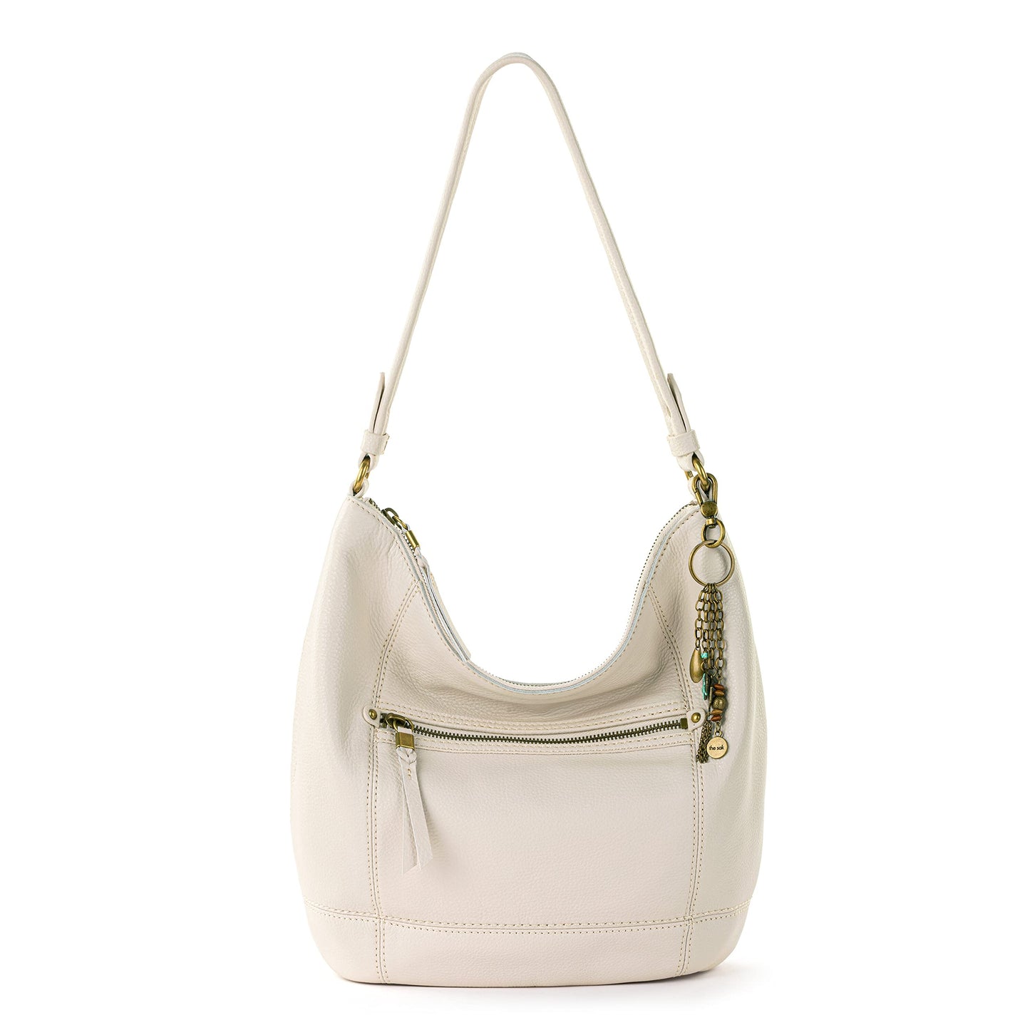 The Sak Sequoia Large Hobo Bag - Premium Leather Women's Handbag for Everyday & Travel - Designer Purse With Shoulder Bag Strap, Zipper Closure and Pockets - Stone