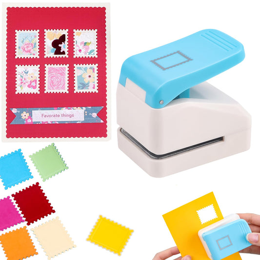 Stamp Puncher, Stamp Shaped Hole Punch,1.1x0.9inch Rectangle Postage Stamps Craft Punch, Stamps Cutter Hole Punches, Journaling Supplies Punchers, Paper Punches for DIY Scrapbooking Card Making