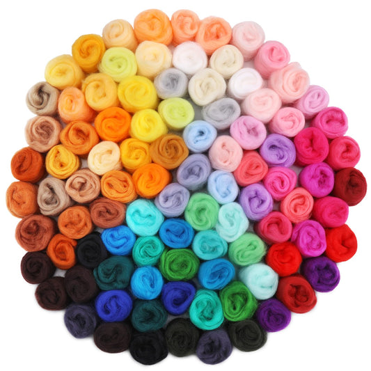 Mayboos 96 Pcs Needle Felting Wool, 48 Colors Wool Roving Yarn, Fiber Wool Roving for DIY Hand Spinning Needle Felting Wool Craft 3g/Pack
