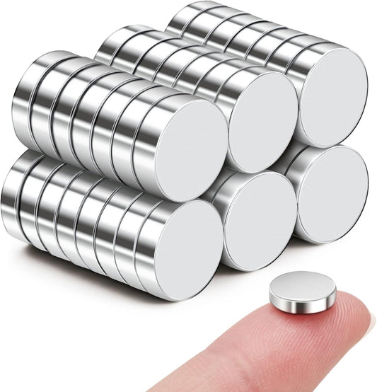 SMARTAKE 45 Pcs Neodymium Refrigerator Magnets - Small Round 10x2.6mm for Home, Office & School (Silver)