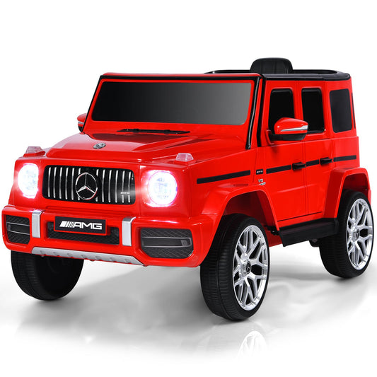 OLAKIDS 12V Kids Ride On Car, Licensed Mercedes Benz G63 Electric Vehicle with Remote Control, Double Open Doors, Music, Bluetooth, 2 Speeds, Wheels Suspension, Battery Powered Driving Toy (Red)
