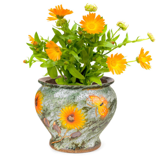 Sungmor Ceramic Hand Painted Succulent Flower Pots, 9 Inch Large Pottery Pots for Indoor Outdoor Plants, Decorative Ceramic Vase for Flower Arrangement Home Decor, Vintage Centerpieces Flowerpot