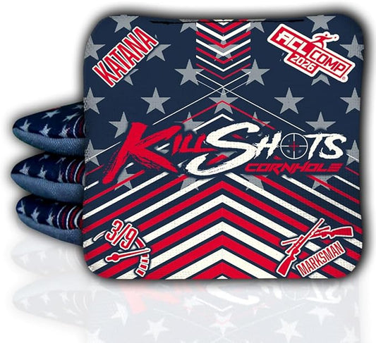 Killshots Cornhole | Katana Series | Limited Edition | ACL Certified Cornhole Bags | Premium Quality | Dual-Speed | Durable & Weather Resistant | Set of 4 Bags