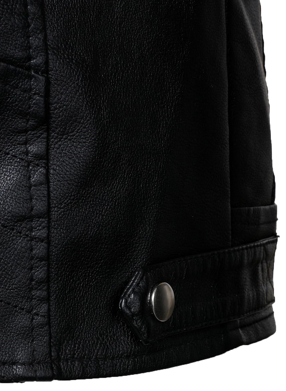 HOOD CREW Mens PU Leather Jacket Classic Style Turn Down Collar Faux Leather Biker Jackets Black L