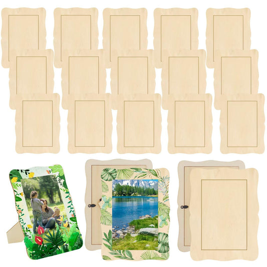 RYKOMO 20 Pack Wooden Picture Frames for Crafts, 4 x 6 Inch DIY Wood Picture Frames Unfinished Photo Frame for Valentine's Day Gift Birthday Party Wood Decor, Mothers Day Fathers Day Gift