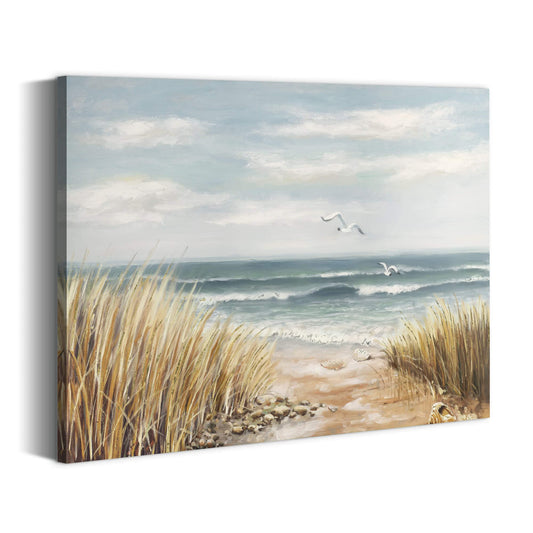 summer melody Coastal Painting Art Ocean Picture - Abstract Seascape Canvas Beach Artwork Modern Seashore Prints for Bedroom Living Room