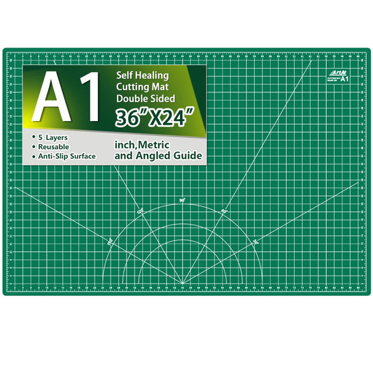 ArtAt Self Healing Cutting Mat: 24 x 36 inch Green Large 5-Ply Double-Sided Durable Non-Slip PVC Cutting Mat for Sewing Quilting Scrapbooking Art & Crafts projects…