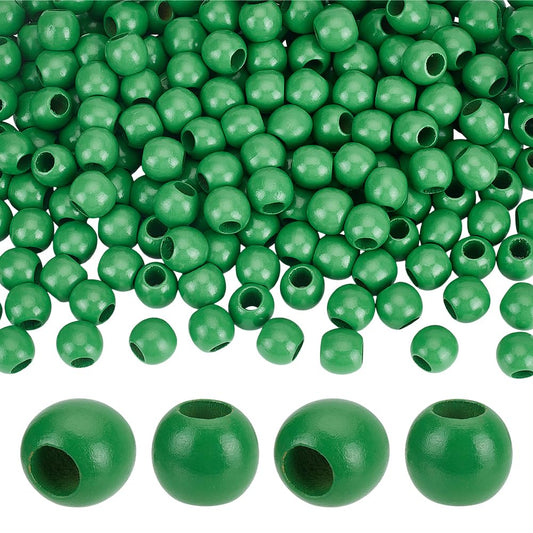 PH PandaHall 250Pcs 20mm Wood Beads 9mm Large Hole Wood European Rondelle Bead Wooden Macrame Beads for Bracelet Craft Garland Christmas Tree Tassel Decor Home Decoration, Green
