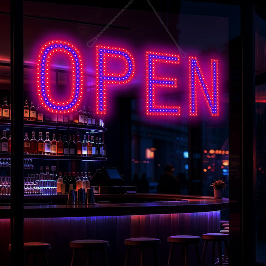 LED Open Signs for Business, exTopGoal 30"x10" Large Ultra Bright Open Sign with Remote Control, Dimmable Business Open Sign for Store Shop Storefront Window Door Wall- Red&Blue