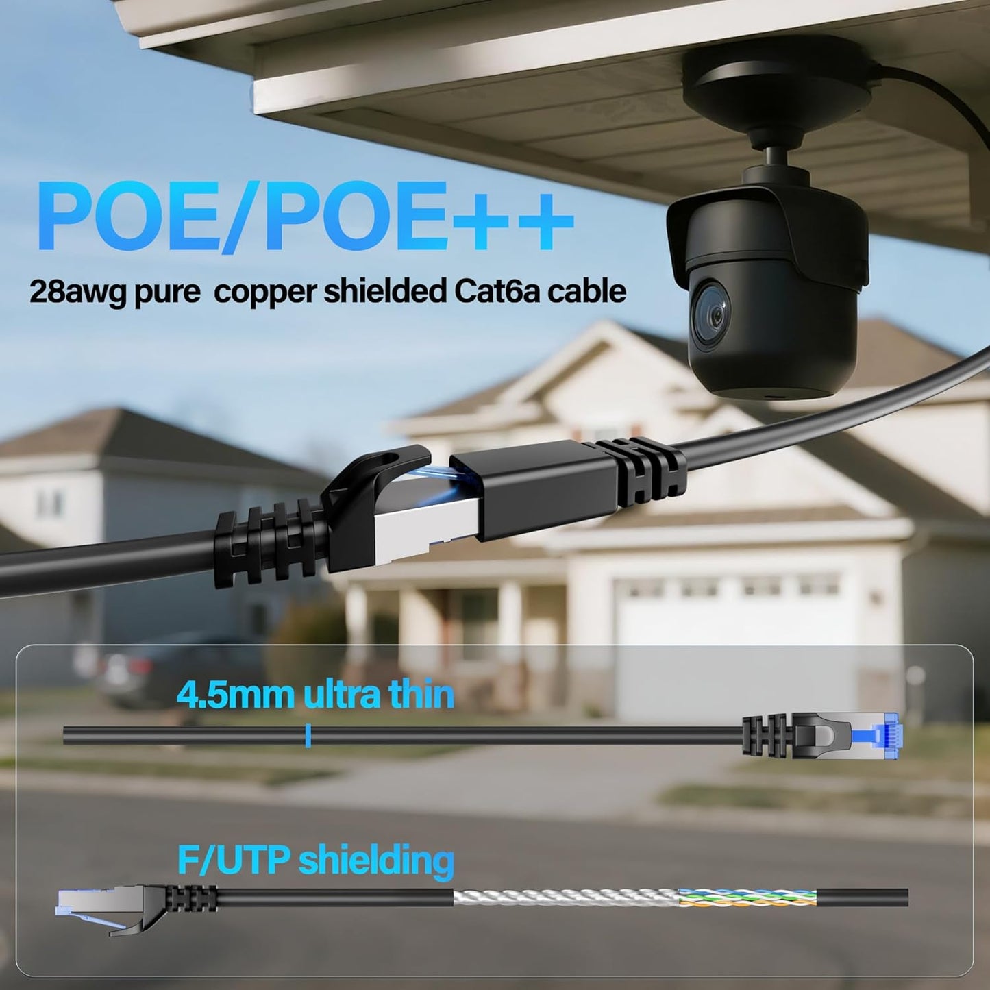 TuokaJu Cat6A 10Gbps 3 (10 Pack), 6, 28AWG Cat6 6a Ethernet Cable Shielded ft Slim Shielded (F/UTP) Ethernet Cable Cat