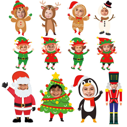 Weekgrat 48 Pcs Christmas DIY Paper Cutouts Set Gingerbread Xmas Bulletin Board Decorations Santa Snowman Christmas Cutouts Cartoon Decoration for Photo Crafts Holiday Party Classroom Home Decor