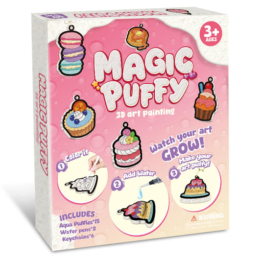 MZYTOZA 3D Art Craft Aqua Magic Puffs Paint Kit - Magic Foam Texture Painting Kit, 15 Mess-Free Paint by Number Craft for Kids, Christmas Gift Idea & Stocking Stuffer(Dessert Style)