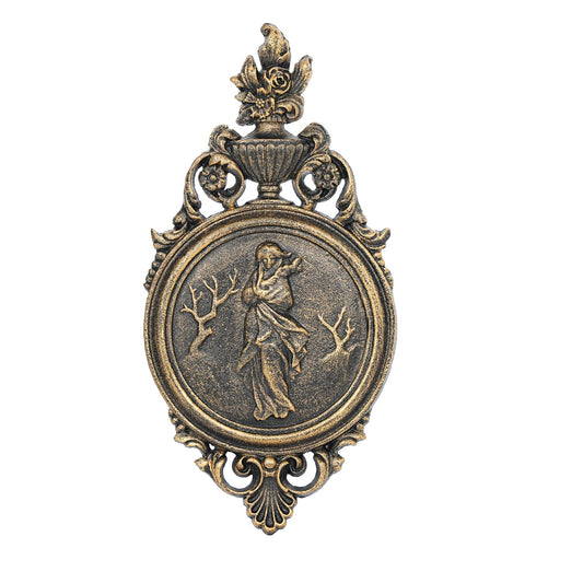 Sungmor Ornate Cast Iron Wall Art Plaque – Classical Woman Relief in French Country Style, Decorative Wall Sculpture - Vintage Hanging Décor for Home, Garden, or Patio – Rustic Gold Finish