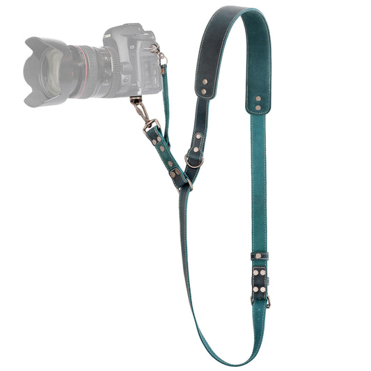 Padwa Lifestyle Green Single Camera Harness Strap for One Camera - Professional Single Full Grain Leather Camera Harness with Thick Padded,Quick Release Gear DSLR Camera Straps for Photographers