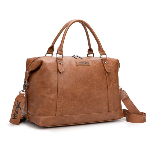 Wrangler Duffel Bag Large Travel Weekender Bag for Women Waterproof Carry on Overnight Bag for Gym,Trips,Weekends,Brown
