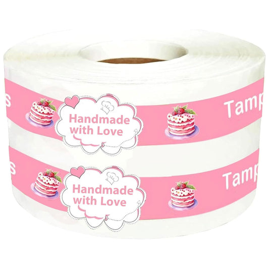 Food Retail Package Seal Labels,9x1 Inch Safe Secure Tamper Evident Labels,Tamper Resistant Stickers,Baking Gift Box Stickers for Handmade Baking Craft Arts,Hand Made Sticker 500 Pcs (500 pcs)
