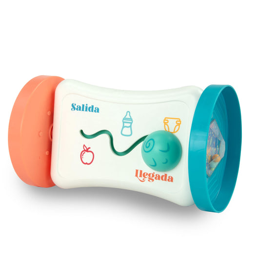BEBÉ FUERTE By Robin Arzόn - Marathon Maze 2-in-1 Activity Mirror Baby Activity Center Sensory Toys Workout Bilingual and Toddler Gifts for Ages 3 Months Up,Orange & Blue Maze Activity Mirror,Medium