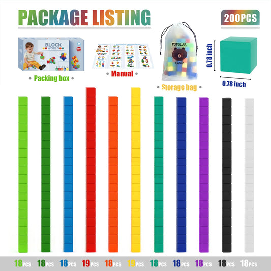 BananMelonBM 200 PCS Magnetic Blocks - Rainbow Magnetic Cubes Building Toys for Kids Ages 1-3 2-4 4-8, STEM Learning Preschool Educational Sensory Magnet Toys for Boys Girls