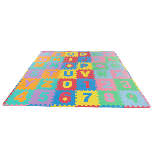 Kids' 96-Piece Foam Floor Alphabet and Numbers Puzzle Play Mat for Babies and Toddlers - Interlocking Tile Game by Trademark Games (Multicolored)