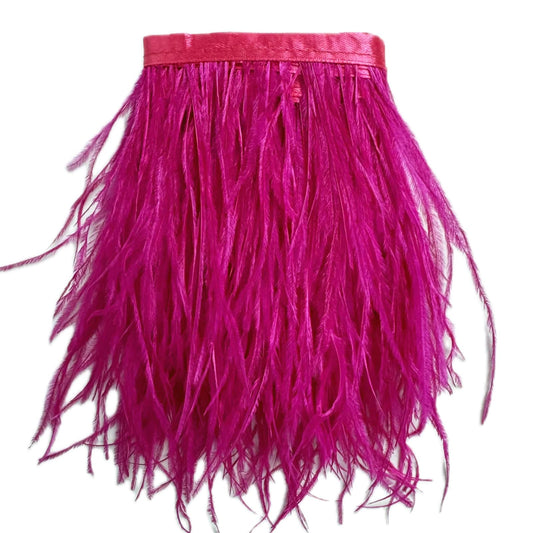 Happy feather 2 Yards 5-6inch Pink Ostrich Feathers Trim Fringe for DIY Dress Sewing Crafts Costumes Decoration-Fuchisa