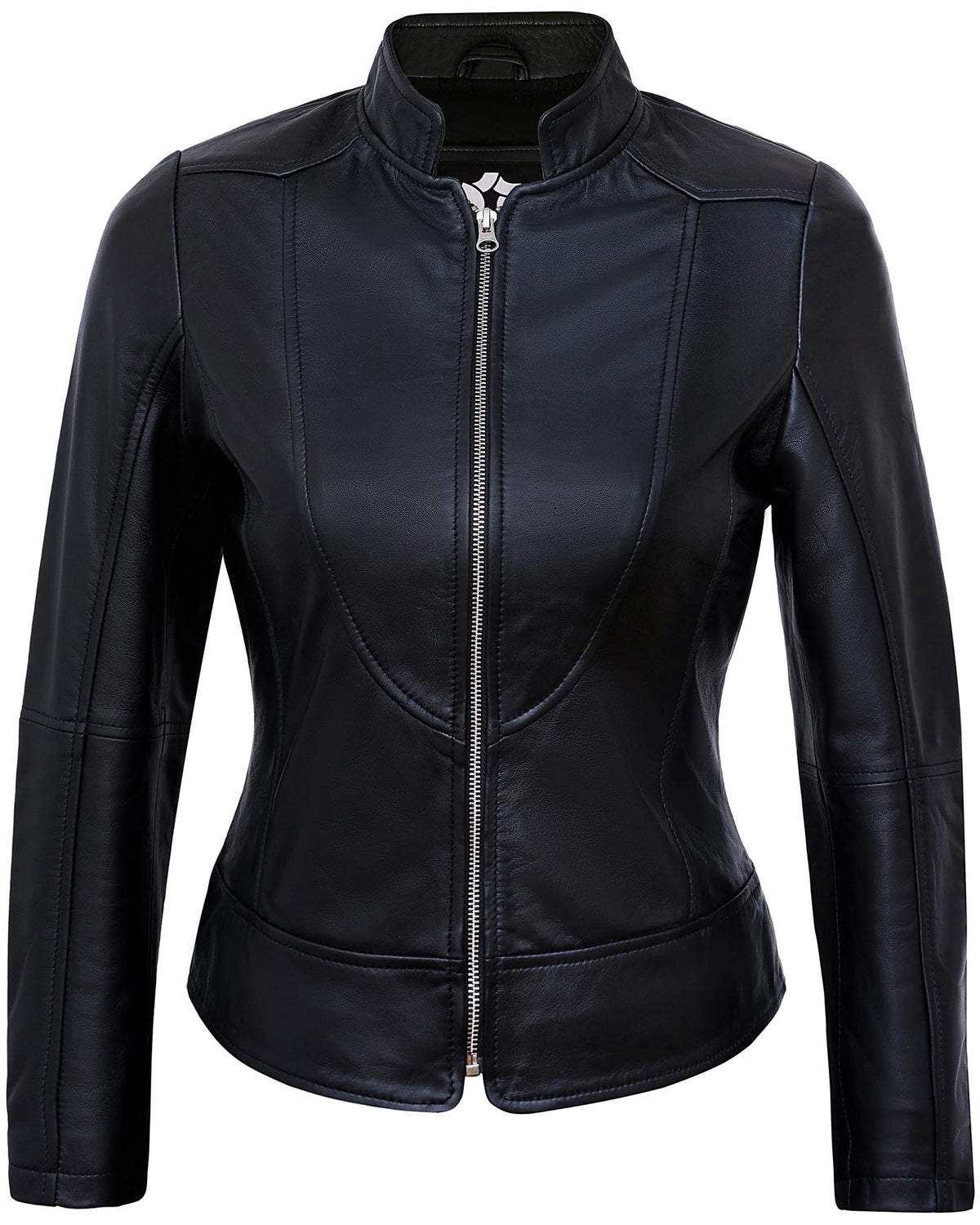 UrbanFocal Black Leather Jacket Womens - Moto Leather Jackets For Women | [101002606] Black Amy, 2XL