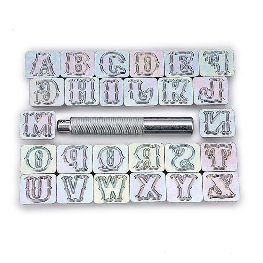 OwnMy Capital Letters Stamp Set, 3/4” / 19mm Alphabet Stamp Tools Set Leather Craft Stamping Tools Leather Art Craft Tool (19mm - 27pcs)