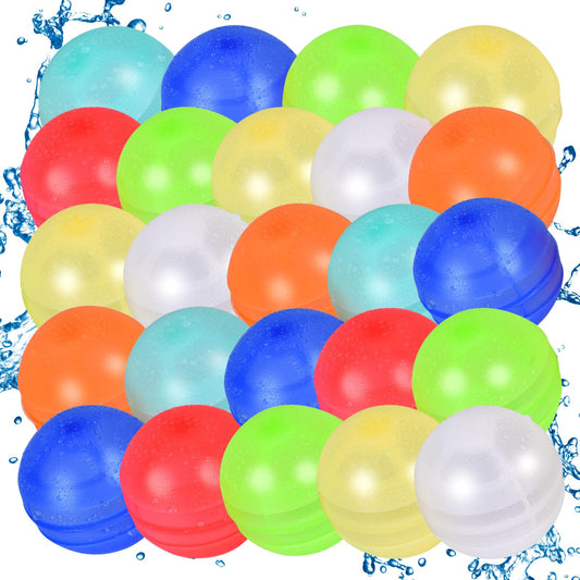 24PCS Reusable Water Balloons, Self-Sealing Silicone Water Bomb, Refillable Water Balls for Boys and Girls, Outdoor Summer Water Toys Pool Beach Park Yard