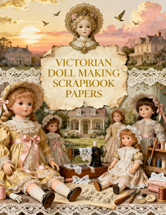 VICTORIAN DOLL MAKING SCRAPBOOK PAPERS: A Carefully Designed 8.5 × 11 Scrapbook Papers with Over 200 Craft Elements on 35 Pages of Stunning Patterns, Cutouts & Creative Designs