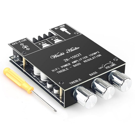 Wuzhi Audio ZK-1002T 100W+100W 12-24V (Black2 ZK-1002T) Bluetooth Amplifier Board Audio Amplifier Supports