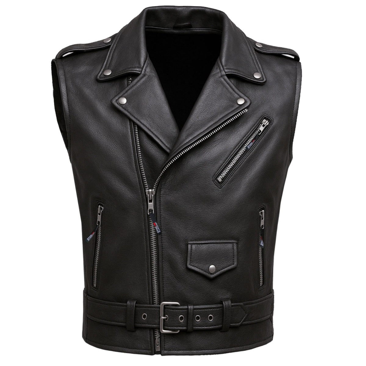 Jackets 4 Bikes Men's Classic Buffalo Leather Motorcycle Biker Vest | Vintage Cruiser Vest for Men, | Stylish Street Club Riding Black L