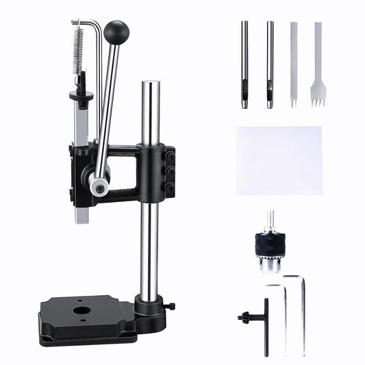 Leather Hole Puncher Industrial Hole Puncher Arbor Press Leathercraft Punching Tools for DIY Leather Craft Punching Holes withPP Plate，1.5-13mm Clamping Chuck，Free Accessorie