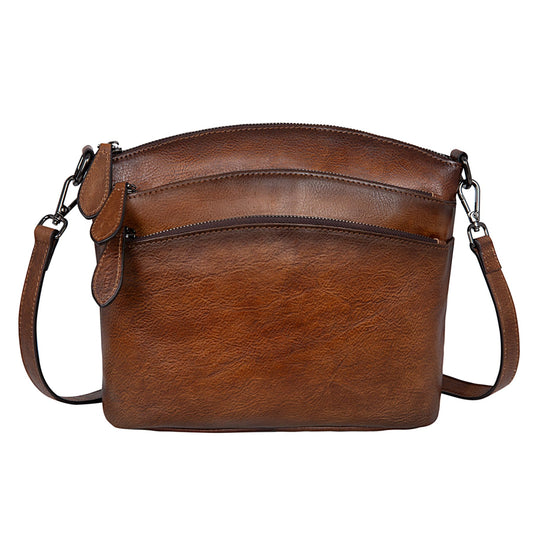 HESHE Crossbody Bags for Women Leather Purses with Multi-Pockets Vintage Cross-body Bag Ladies Small Satchel Shoulder Handbags Hobo Bag (Coffee)